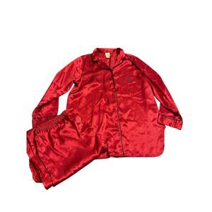 VTG Sophia by Delicates Red 2pc Satin Pajama Set Size Small
